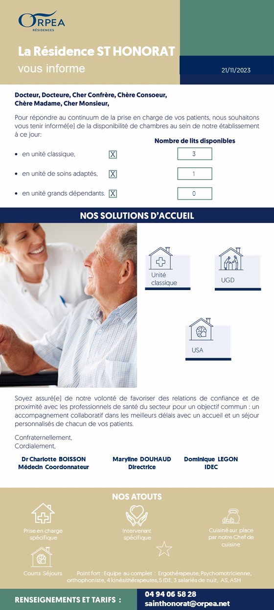 Avis Résidence Saint Honorat ORPEA (EHPAD) à La Seyne Sur Mer dans